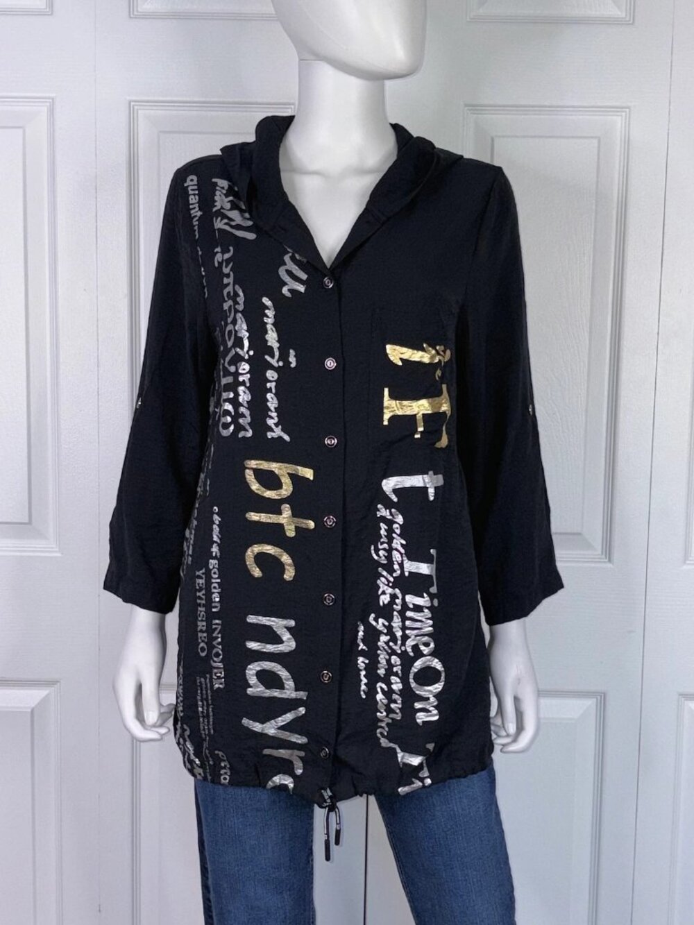 JANE & JOHN women's  3/4 sleeve hooded blouse size large